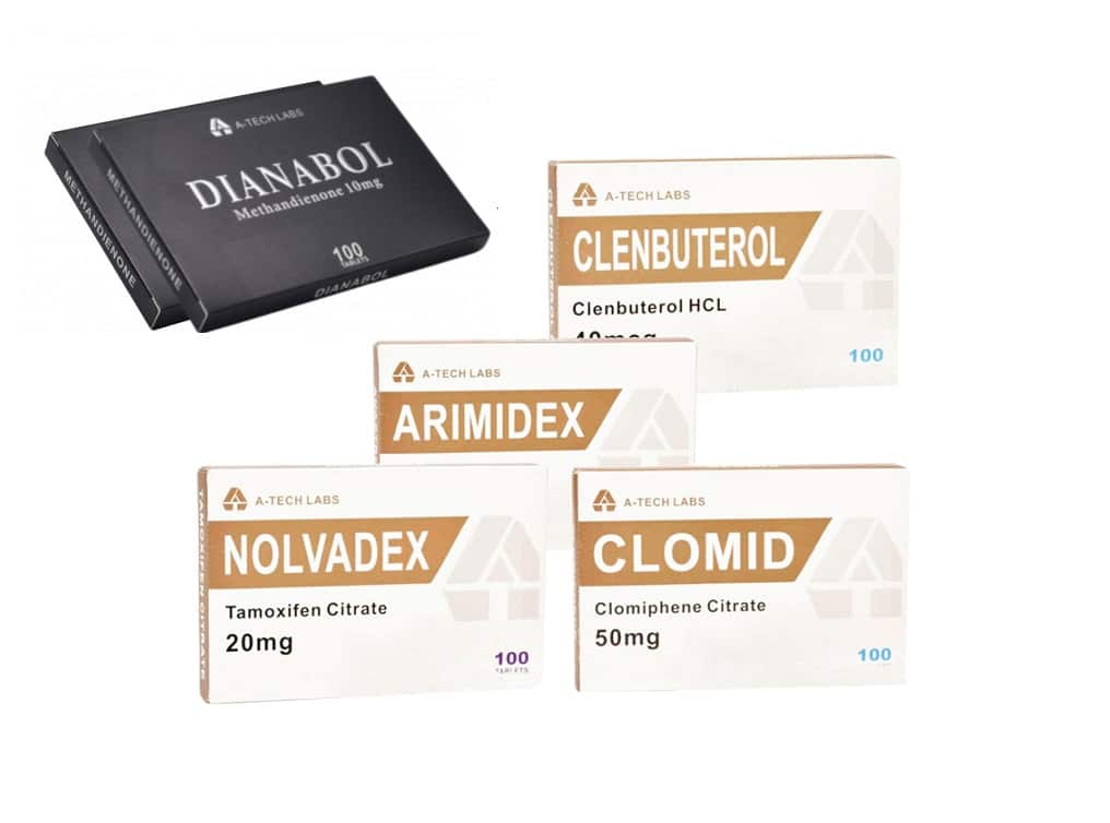 ORAL DRY MUSCLE BALÍČEK A TECH LABS DIANABOL CLENBUTEROL PCT 8 TÝDNŮ 1