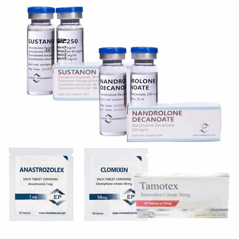 Balíček pro nárůst hmoty LEVEL II (INJEKCE): SUSTANON 250 + DECA 250 + PCT (8 týdnů) Euro Pharmacies