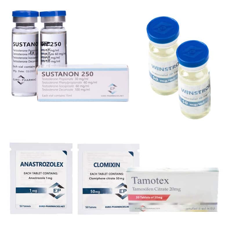 Balíček pro nárůst svalové hmoty LEVEL II (INJEKCE) Sustanon + Stanozolol (8 týdnů) Euro Pharmacies