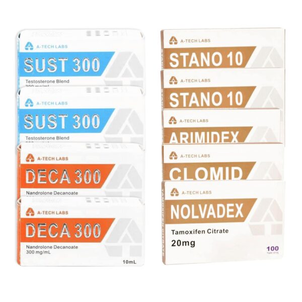 Balíček pro nárůst svalové hmoty (perorální injekce) Sustanon + Deca + Winstrol (8 týdnů) A Tech