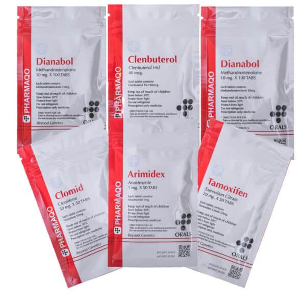 1 balení pro růst svalové hmoty, perorální podání Dianabolu, Klenbuterolu, PCT, 8 týdnů, Pharmaqo Labs, 600×600