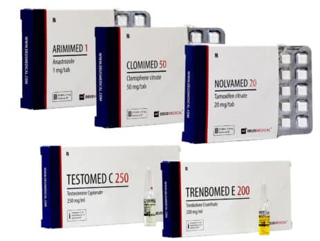 Balíček pro nárůst svalové hmoty 4. ÚROVEŇ I INJEKČNÍ PODÁVÁNÍ TESTOSTERONU, cypionátu, trenbolonu, enanthátu, PCT 10 týdnů Deus Medical 463×348