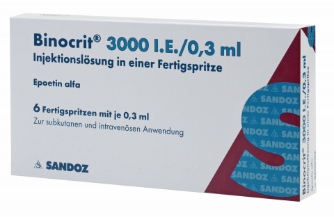 Binocrit 3000 IU 0,3 ml 6 injekčních roztoků v předplněných injekčních stříkačkách Epoetin Alfa Sandoz