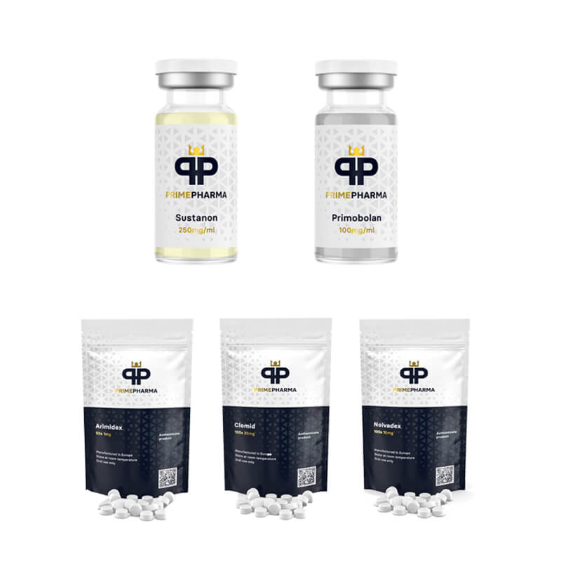 Balíček pro růst svalové hmoty (injekce) Sustanon + Primobolan + PCT (8 týdnů) Prime Pharma