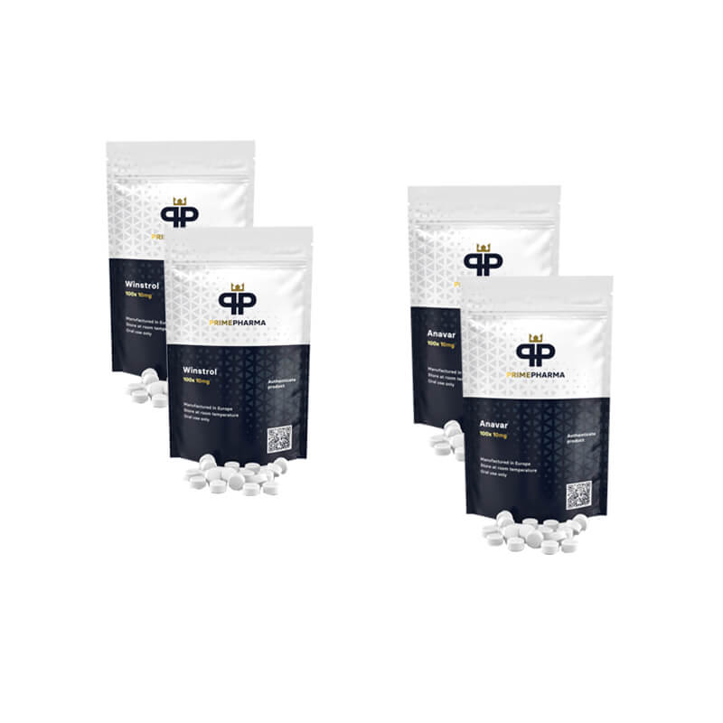 Balíček pro nárůst svalové hmoty: Anavar + Winstrol perorální steroidy (6 týdnů) PRIME PHARMA