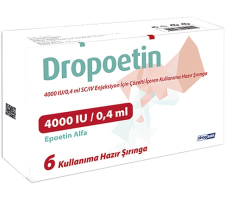 Dropotein 4000 IU 0,4 ml 6 injekčních roztoků v předplněných injekčních stříkačkách Epoetin Alfa Drogsan