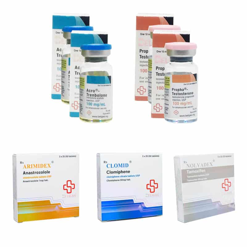 Balíček pro nárůst svalové hmoty: Testosteron propionát + Trenbergolon acetát + PCT (6 týdnů) Beligas Pharmaceuticals International
