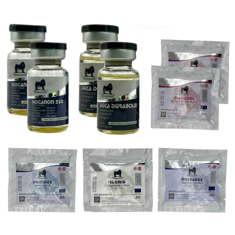 Balíček pro nárůst hmoty LEVEL III (INJEKCE): SUSTANON + DECA + DIANABOL (8 týdnů) Baboon Pharma