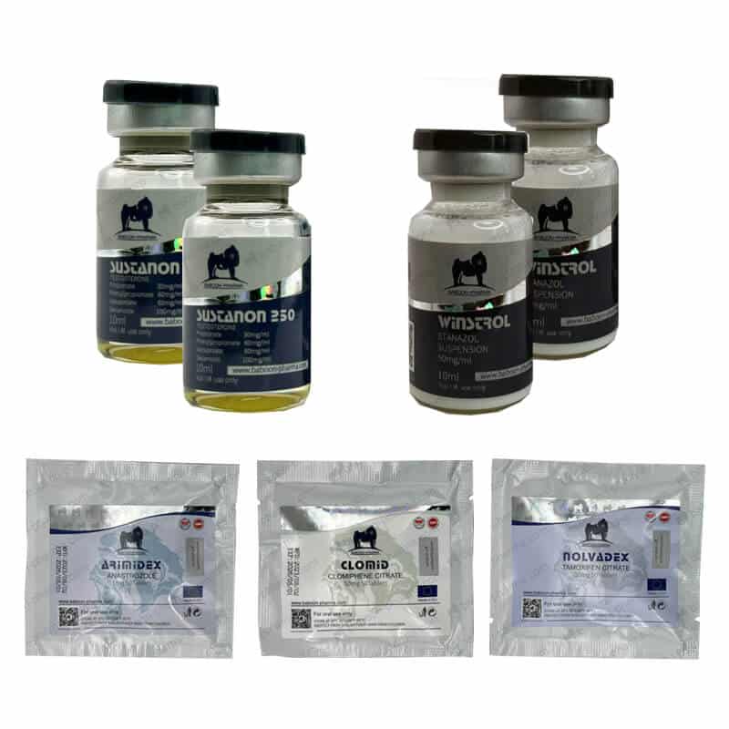 Balíček pro nárůst svalové hmoty LEVEL II (INJEKCE) SUSTANON + WINSTROL + OCHRANA + PCT (8 týdnů) Baboon Pharma