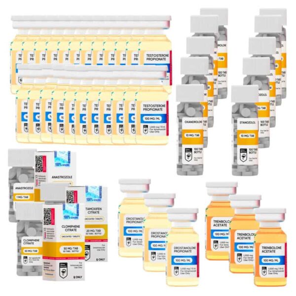 EXTRÉMNÍ BALÍČEK PRO NÁROST LÍBOVÉ HMOTNOSTI Test P Tren A Mast P Anavar Winstrol Oral 16 týdnů HILMA