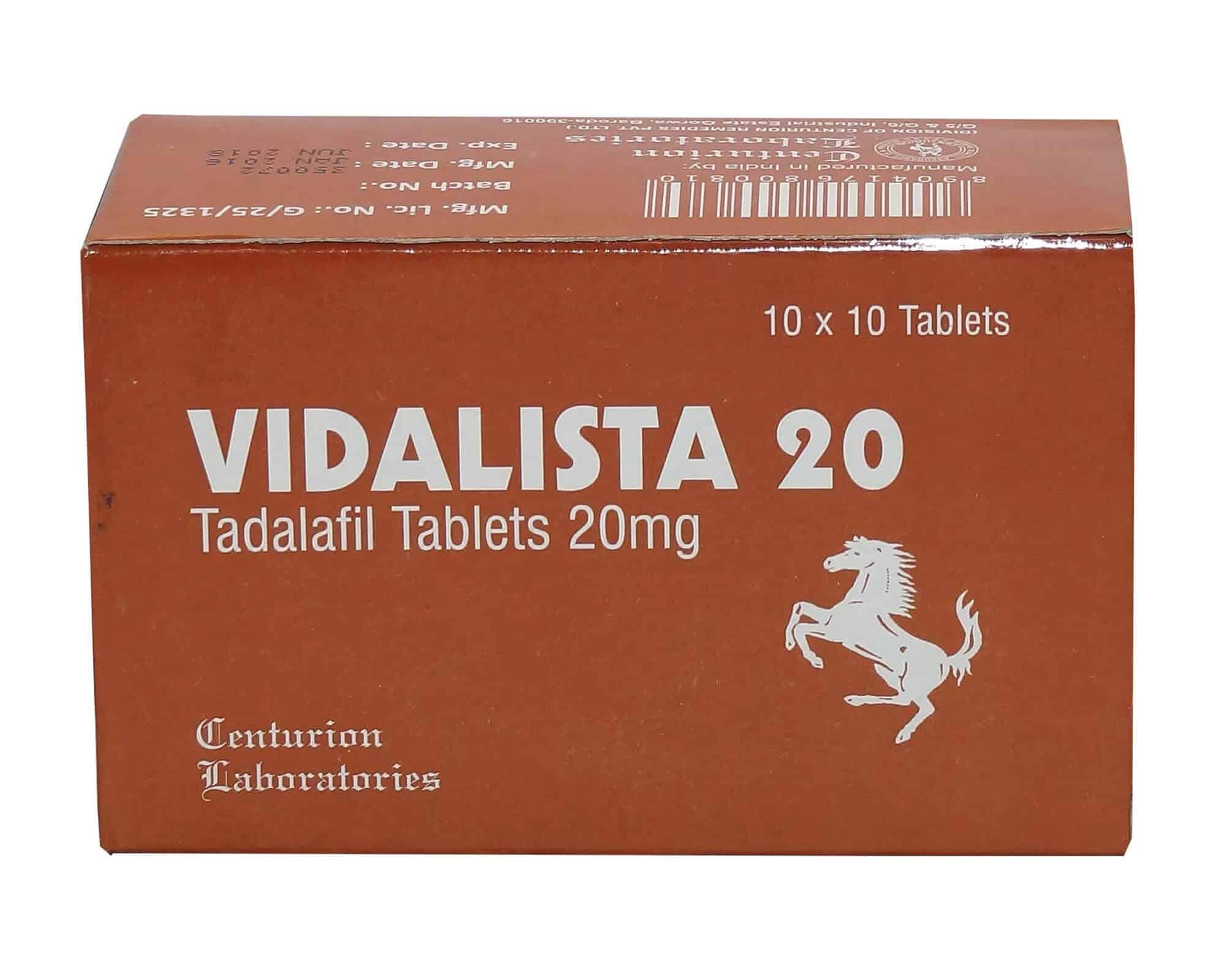 VIDALISTA 20 MG (Tadalafil 20 mg) (100 tablet) - CENTURION