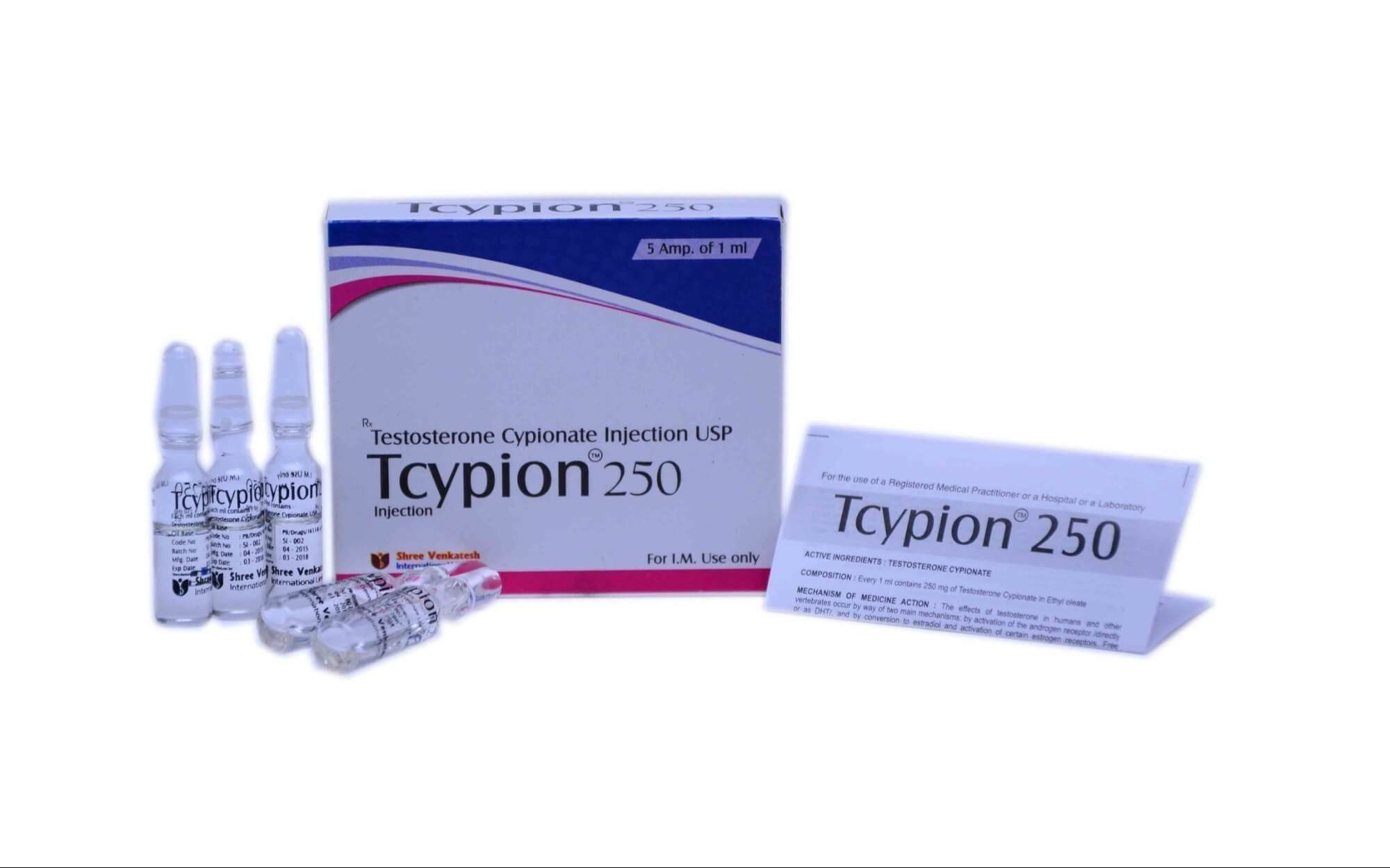 TCYPION - Testosteron-cypionát 250 mg/ml (5 ampulí x 1 ml) - Shree Venkatesh